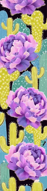 Free purple bookmark featuring purple roses on cacti